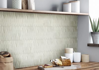 Modern Neutral Kitchen Backsplash with Textured Tile - Tiles Gone Wild