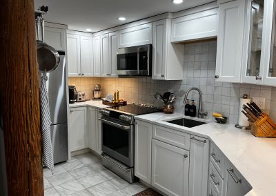 Soft Gray Square Tile Backsplash in Modern White Kitchen | Tiles Gone Wild Newburyport MA